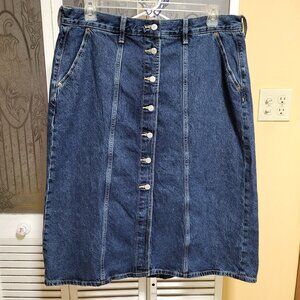 OLD NAVY Midi Blue Denim Button Front Closure Skirt